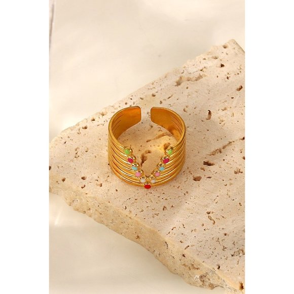 Candy Skies Decorative Enamel V-Shaped Open Ring - Picture 5 of 7